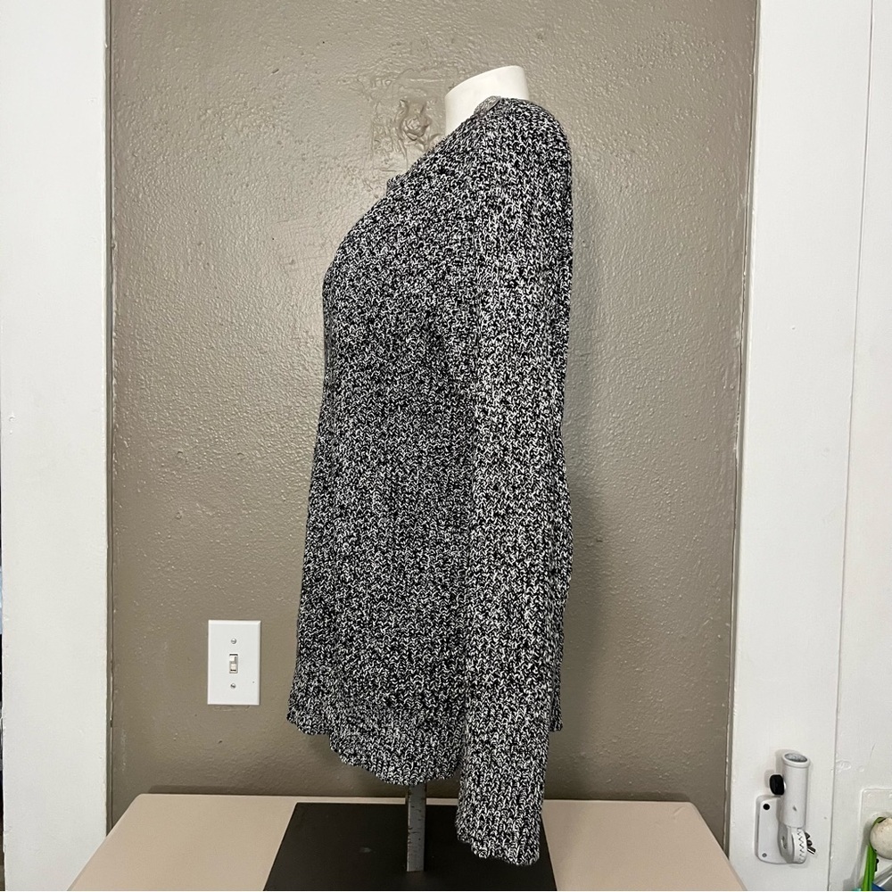 Lauren Ralph Lauren Black White Marled Sweater Women’s M Shoulder Buttons - Picture 3 of 12